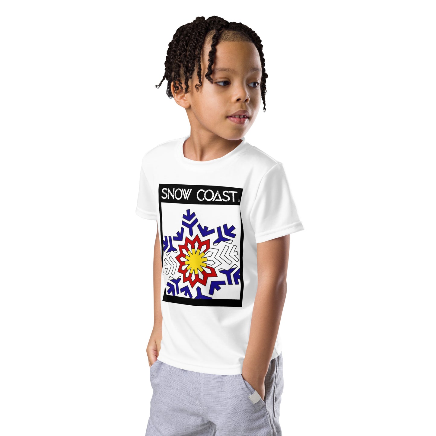 Kids Blue Snow Coast crew neck t-shirt