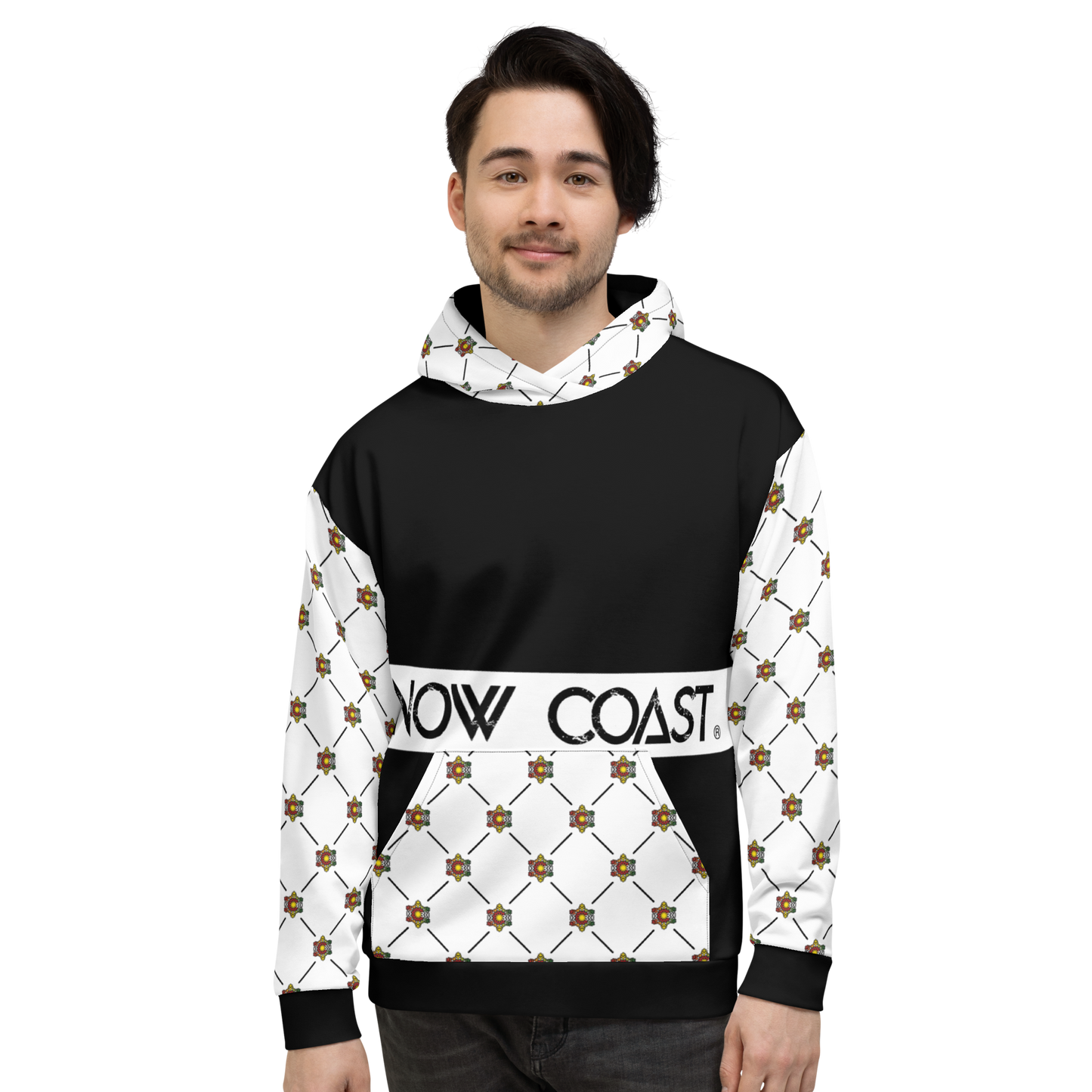 Men's Black OG Blue Flag Flake Pattern Hoodie