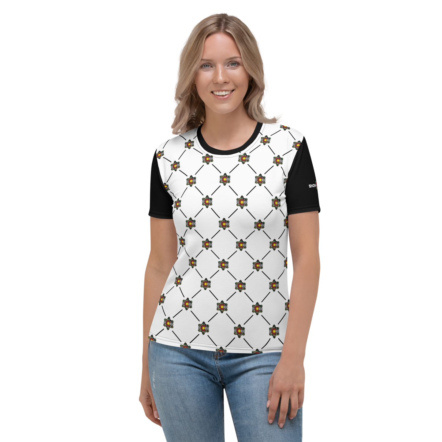 Women's White Flag Flake Pattern T-shirt