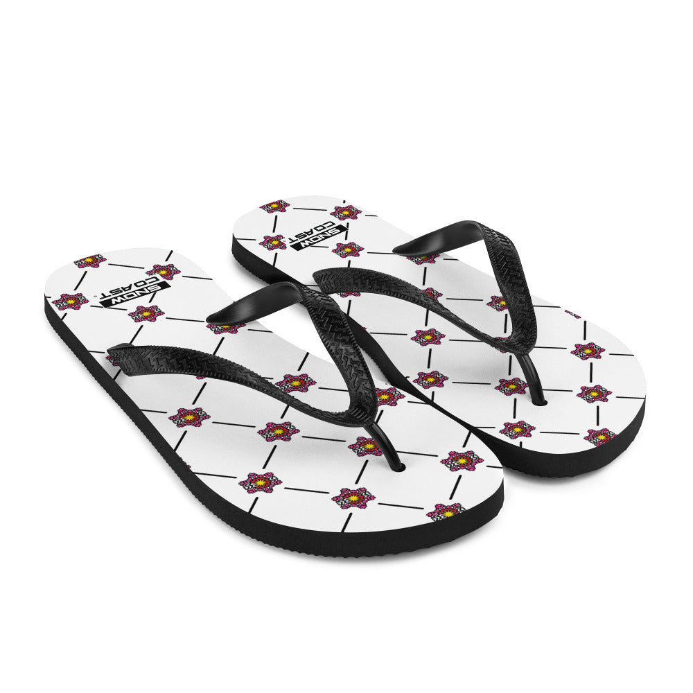 White Snow Coast Pink Pattern Flip-Flops