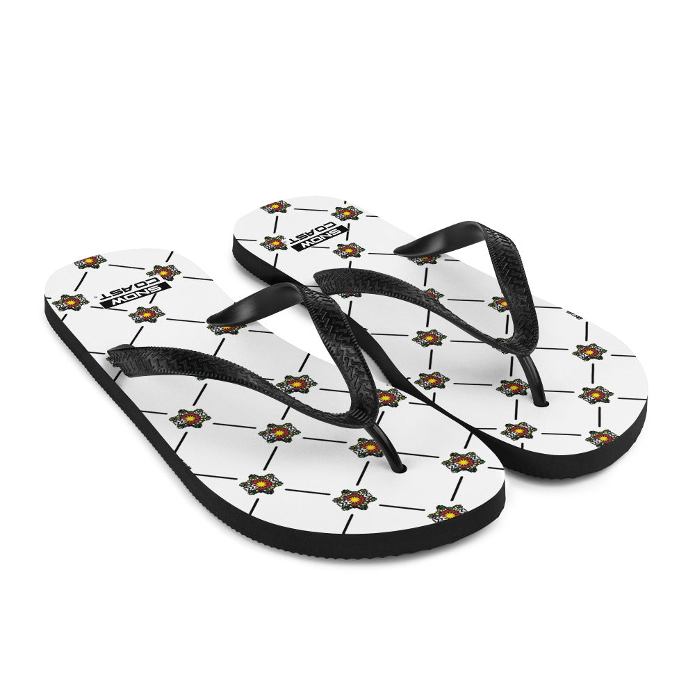 White Snow Coast Camo Flag Flake Pattern Flip-Flops