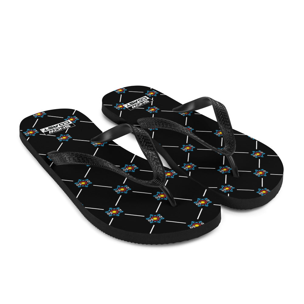 Black Snow Coast Light Blue Flag Flake Pattern Flip-Flops