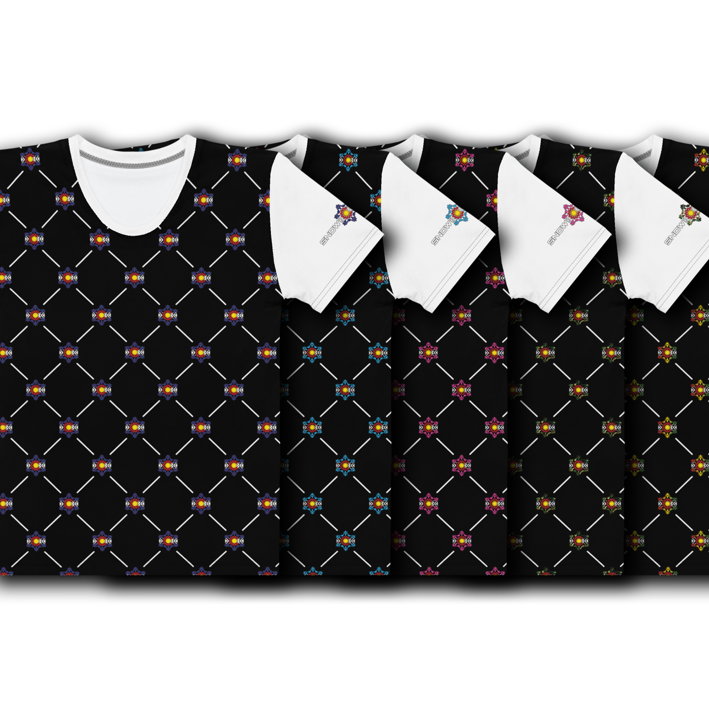 Women's Black Flag Flake Pattern T-shirt