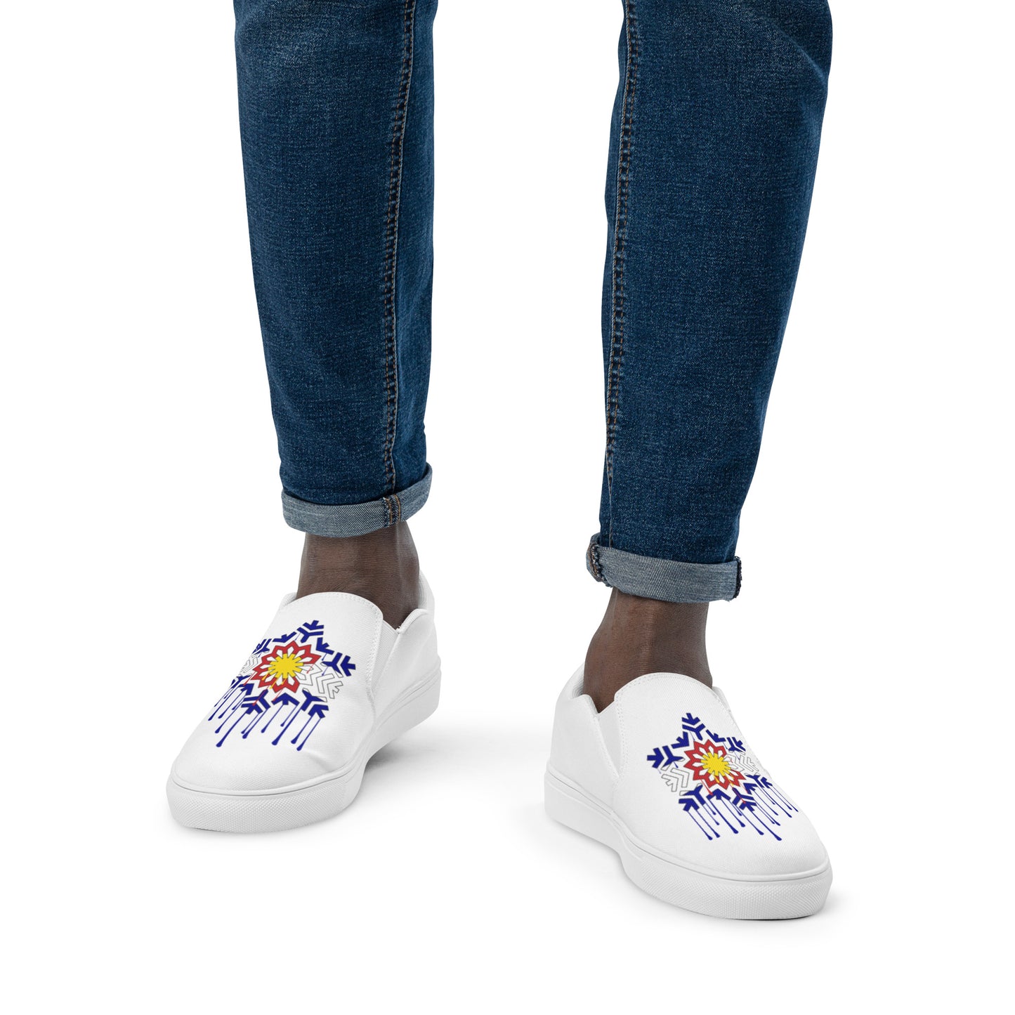 Men’s Slip-on Drip Flake White Canvas Shoes