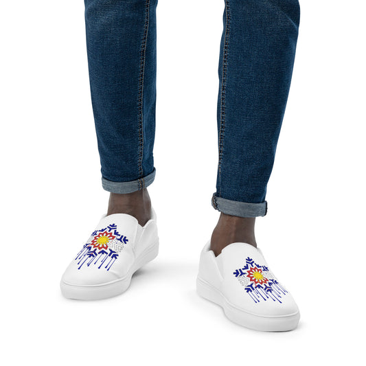 Men’s Slip-on Drip Flake White Canvas Shoes