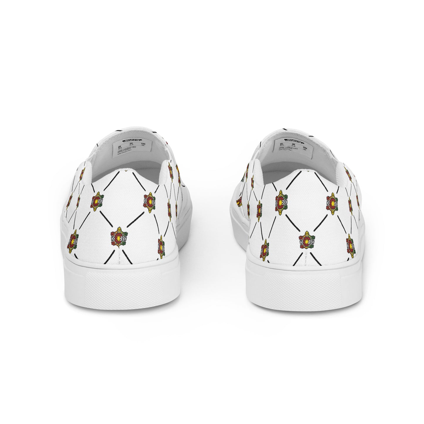 Women’s White Rasta Flag Flake Pattern slip-on canvas shoes