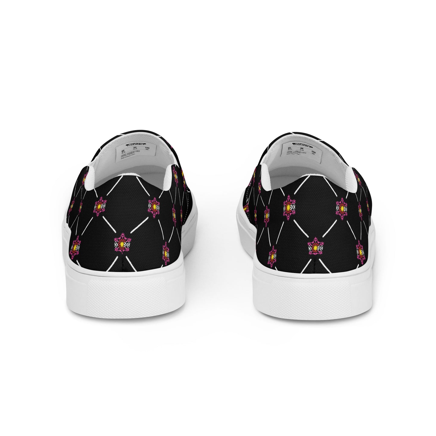 Women’s Black Pink Flag Flake Pattern slip-on canvas shoes