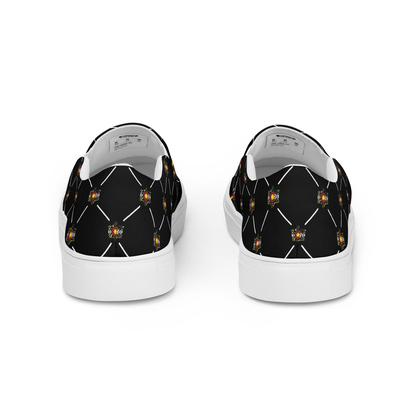 Women’s Black Camo Flag Flake Pattern slip-on canvas shoes