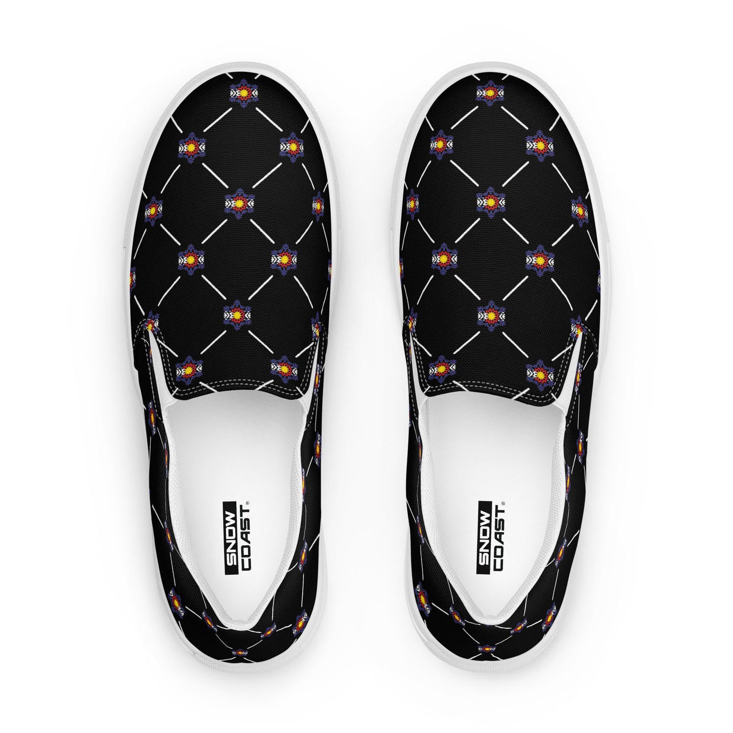Women’s Black OG Blue Flag Flake Pattern slip-on canvas shoes