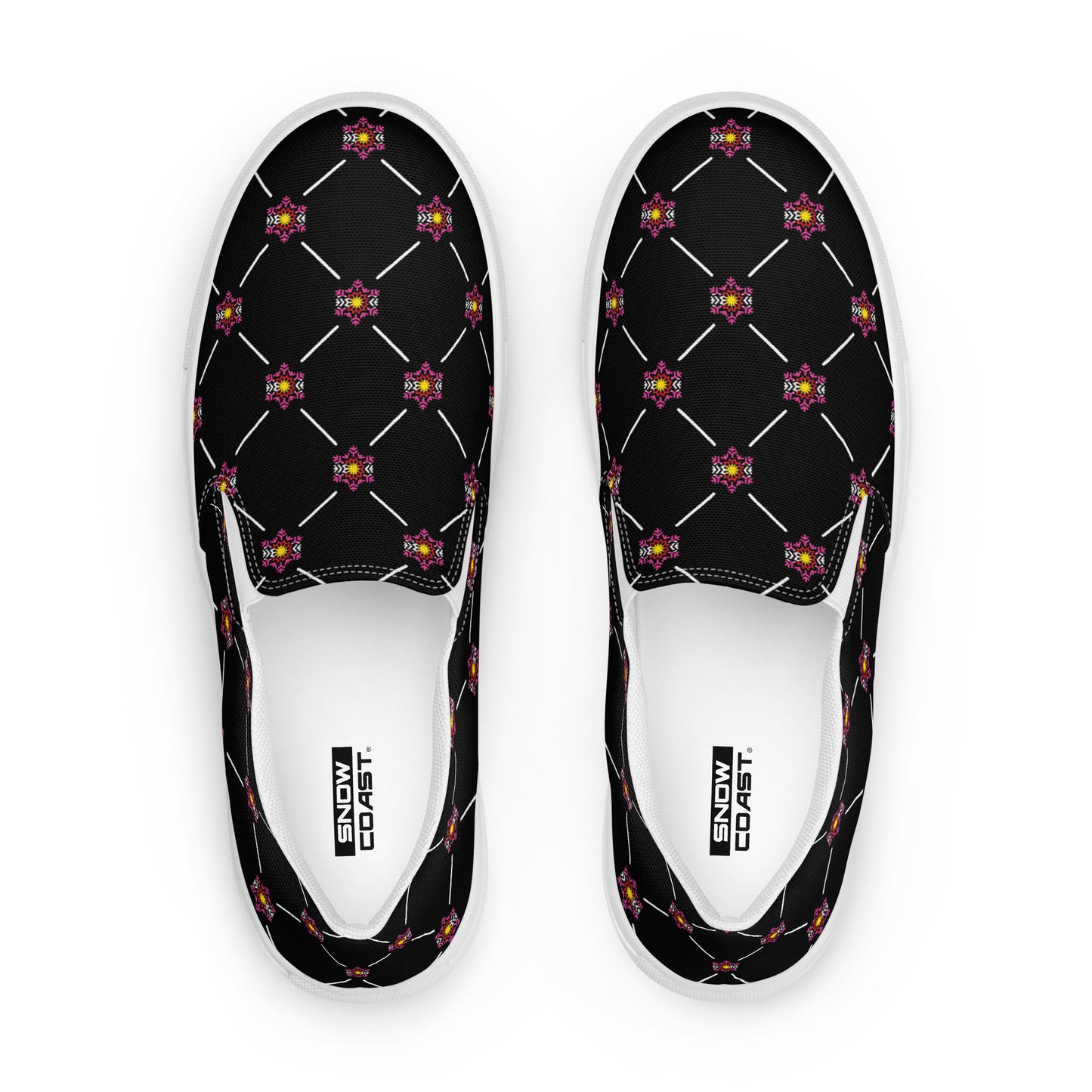 Women’s Black Pink Flag Flake Pattern slip-on canvas shoes